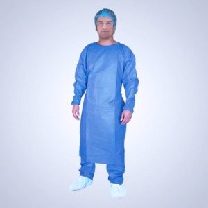 Bata Paciente Protects Clinic Manga Larga Azul con puño Resortado